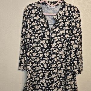 Floral Zip-Up Blouse